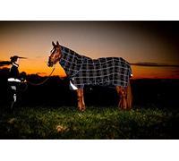 Horseware Irlanda Rhino Plus Reflectech - Chaqueta de varias capas (250 g, mediano), azul marino reflectante (con cuadros índigo), talla: 66