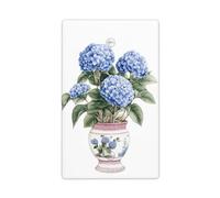 Hortensia azul en maceta chinoiserie de un solo toque, placa de pared en blanco, cubierta decorativa para interruptor de luz, 1 banda para cocina, baño, tamaño 11,4 x 7 cm