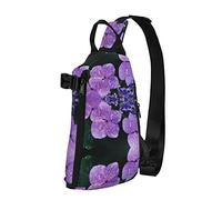 Hortensia Flor Rosa Flor diagonalmente Sling Bag, Bandolera Sling Mochila Hombro Pecho Bolso para Mujeres Hombres, Viaje Senderismo Mochila