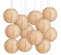 Hortsun 12 faroles de Papel de arpillera Impresos, Redondos, Chinos, Decorativos, decoración de Aula, hogar, Dulce Aula, Fiesta de cumpleaños, Evento Ceremonial (8 Pulgadas)