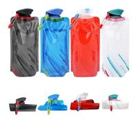 Horuili botella plegable deportiva, 4 piezas botellas de agua reutilizables, botella plegable flexible mochilas de hidratación para senderismo, viajes de aventura, 700 ml