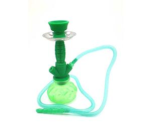 Horus Artesanía de Egipto CACHIMBA SHISHA NARGUILE PIPA DE AGUA de 27 cm, Mástil Inoxidable y lavable, para usar en cualquier lugar, Sin Nicotina (Verde)
