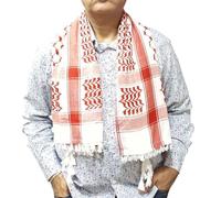 Horus Artesanía de Egipto. Pañuelo palestino palestina shemagh keffiyeh hatta árabe wrap bufanda unisex. 100% algodón roja blanca negra (Roja blanca negra)