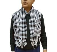 Horus Artesanía de Egipto Pañuelo palestino palestina shemagh keffiyeh hatta árabe wrap bufanda unisex 100% algodón 120 cm (blanca y negra)
