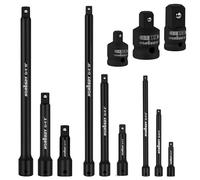 HORUSDY Juego de 12 barras de extensión de controlador que incluye adaptadores de enchufe, unidad de 1/4, 3/8 y 1/2 pulgadas, juego de accesorios de herramientas, barra de extensión de enchufe, acero