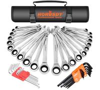 HORUSDY Juego de 22 llaves de trinquete de 22 piezas, juego de trinquete SAE y métrico, engranaje con bolsa organizadora