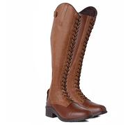 HORZE Botas de equitación para mujer con cordones, clásicas botas de equitación de piel con cordones delanteros y cremallera trasera, marrón claro, 38 EU