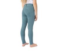 HORZE Leggings de equitación para niños, DEA, pantalones de equitación para niña, trabillas para cinturón, ribete completo, funda para teléfono móvil, Azul ártico., 146-152 cm