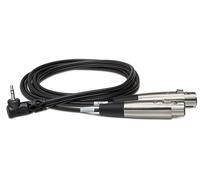 Hosa CYX-401F, Camcorder Microphone Cable, Dual XLR3F to Right-angle 3.5 mm TRS, 1 ft