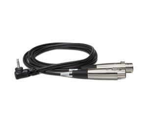 Hosa CYX-402F, Camcorder Microphone Cable, Dual XLR3F to Right-angle 3.5 mm TRS, 2 ft