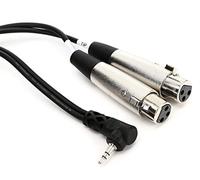 Hosa CYX-405F, Camcorder Microphone Cable, Dual XLR3F to Right-angle 3.5 mm TRS, 5 ft
