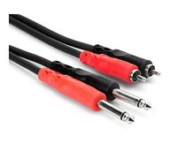 Hosa HOS CPR203 - Cable RCA a Jack TS 6.3 mm, estéreo, dual, 3 m, color negro
