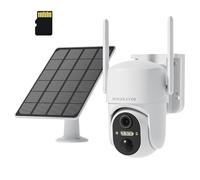 HOSAFE.COM Camara Vigilancia WiFi Exterior Solar, Camaras de Vigilancia Sin Cables, Camara 360 Grados PTZ, Sensor PIR, 2K HD Color Visión Nocturna, SD/Nube, IP66 Impermeable