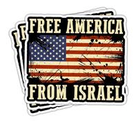 HOSALA Calcomanía de Estados Unidos de Israel (3 pulgadas, 3 unidades) de Free America from Israel, calcomanía política progresiva, regalo demócrata de democracia, decoración de derechos humanos para