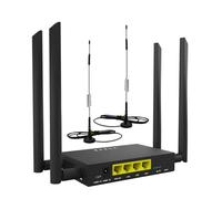 HOSAYA GC111 - Router WiFi de grado industrial 4G CPE LTE, tarjeta SIM, caja de hierro resistente, 32 usuarios WiFi, RJ45 x 4, doble potencia, 12 V/5 V, antenas SMA grandes más cable de 1,5 m, antenas