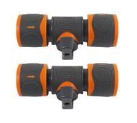 Hose Connector Valve, Splitter Faucet, Compact Lightweight Portable Quick Connect Easy Attachment, Water Irrigation Valve for Garden Yard Lawn Outdoor Garage, 4.02x1.73x1.38Inches, Black and Orange