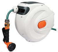 Hose Reel 20M，Wall Mounted Hose Reel For Garden， Hose Locking Mechanism,180° Pivot Swivelling，With a Set Ball，Long Reach, Outdoor Watering, HUANGHAIQIU