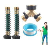 Hose Splitter, Quick Connect Faucet Splitter with Spring Protector, Leak Proof 2 Way Valve Adapter, Heavy Duty 3x4 pulgadas Spigot Connector for Efficient Garden and Yard Watering