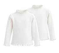 Hoseay Camisetas Térmicas Niñas, 2 Piezas, Capa Base Polar para 3-11 Años | Camiseta Básica, Medio Cuello Alto, Borde Ondulado, Elástico, Suaves Ajustado Camiseta, Interior Pullover, Casual Escuela