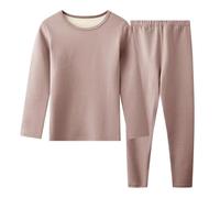 Hoseay Conjunto Ropa Interior Térmica Niños, Cálido Forro Polar Camiseta Manga Larga y Pantalón 2 Piezas Capa Base, Térmicas Set Otoño Invierno Deportes Esquí para Niño 9-10 Años, Caqui