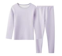 Hoseay Conjunto Ropa Interior Térmica Niños, Cálido Forro Polar Camiseta Manga Larga y Pantalón 2 Piezas Capa Base, Térmicas Set Otoño Invierno Deportes Esquí para Niña 7-8 Años, Morado