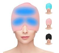 Hoseay Gorro Migraña Reutilizable Máscara Migraña de Gel Alivio Dolor Cabeza/Migraña Relief Cap Portátil Cómodo Antifaz Funda Frio Migraine Hat para Aliviar La Tensión/el Estrés/Ojos Hinchados,Rosado