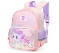 Hoseay Mochila para Niñas Impermeable Ligera Kindergarten Bolsas Escolares y Reflectantes, Infantil Lindo Animales Pequeña Mochilas Preescolar Colegio Viaje Guardería 2-6 Años, Rosa Unicornio