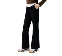 Hoseay Pantalones Deportivos Niñas, Cintura Alta Suaves Algodón Pantalón Chándal Acampanados, Transpirables Jogger Corte de Bota con Bolsillos Casual Colegio para Infantil 7-8 Años, Negro