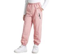 Hoseay Pantalones Senderismo Impermeables Niños, Suaves Pantalón Exteriores Lluvia con Bandas Reflectantes, Resistentes al Viento Pantalones Jogger Trekking para Niña 12-13 Años, Rosa