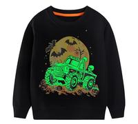 Hoseay Sudadera Niño Trajes de Halloween Algodón Coches Esqueleto Dibujos Pullover Manga Larga Camiseta Niños Sin-Capucha Sweatshirt Casual Deporte Jersey Infantil Ropa para 6-7 Años, Negro