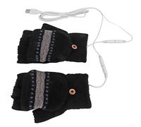 HOSEONFN 1Pair USB Heated Gloves, for Men, Knitting Fingerless Hand Warmers, Electric Warming Gloves for Typing and Outdoor Sports (Man GS24)
