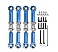 HOSEONFN Adjustable Servo Links Tie Rod for FMS 1/24, for FCX24 RC Car, High Accuracy Aluminum Alloy Iron RC Steering Pull Rod, 4pcs Set, Durable Construction, Enhanced Control, Sm (Azul)