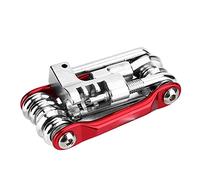 HOSEONFN Kit de reparación de ciclismo multifunción 11 en 1 con llave hexagonal, destornillador y herramienta de reparación plegable (rojo).
