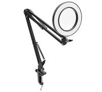 HOSEONFN Lámpara de Lupa para Lectura, para Bordar, Aumento 5X, alimentación por USB, luz Regulable, con lámpara de Escritorio con Abrazadera, luz de Lupa LED