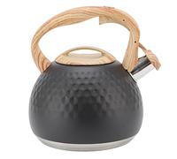 HOSEONFN para tetera con silbido de 3 litros, para cocina de granja, acero inoxidable 304, apto para estufa, mango de agarre cómodo, boquilla fácil de verter, diseño clásico, (Negro)