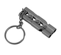 HOSEONFN Silbato de Doble Tubo de Acero Inoxidable de Alta Potencia para Supervivencia en Exteriores, con Llavero. (Negra)