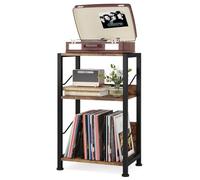 Hosfais Soporte para Tocadiscos de 3 Niveles, Almacenamiento de Discos de Vinilo Retro para Sala de Estar, Dormitorio (marrón rústico)