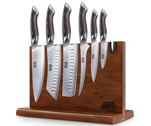 HOSHANHO 7 Piezas Juego de Cuchillos de Cocina, Cuchillos de Cocina Japonés de Acero Inoxidable de Alto Carbono con Juego de Bloque de Cuchillo Magnético, Ultra Afilados Juegos de Cuchillos Cocina