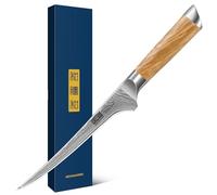 HOSHANHO Cuchillo de Filete 18 cm, Profesional Japones Cuchillo para Pescado de Acero Damasco de 67 Capas, Súper Afilado Cuchillo de Filetear con Mango de Madera de Olivo