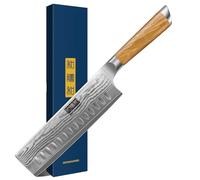 HOSHANHO Cuchillo Nakiri Damasco 16,5 cm, Japones Cuchillo para Verduras, Profesional Cuchillo de Cocinero de 67 Capas de Acero Damasco con Mango de Madera de Olivo