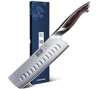HOSHANHO Cuchillo Nakiri de 18 CM, Cuchillo de Cocina Japones de Acero Inoxidable de alto Carbono, Cuchillo de Cocinero Multiusos Para Carne y Verduras con Mango Ergonómico de Pakkawood