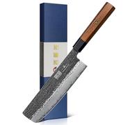 HOSHANHO Cuchillo Nakiri de 18 cm, Cuchillo de Cocina Japonés para Verduras de Acero al Carbono, Cuchillo Profesional de Cocinero para Carne y Verduras con Mango Ergonómico de Palisandro
