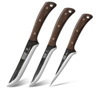 HOSHANHO Juego de Cuchillo de Carnicero 3 Piezas: Cuchillo Deshuesador, Cuchillos Divisores y Cuchillos Para Pelar, Forjados a Mano Súper Afilados de Acero Inoxidable Alto Carbono Casa y al Aire Libre