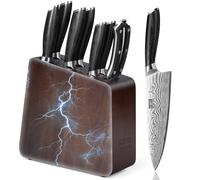 HOSHANHO Juego de Cuchillos con Bloque Magnético de 8 Piezas, Juego de Cuchillos de Cocina de Acero en Polvo Ultra Afilados, Juego de Cuchillos de Chef Profesionales con Mangos Ergonómicos y Afilador