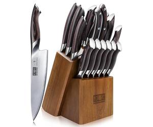 HOSHANHO Juego de Cuchillos de Cocina de 16 Piezas, Juego de Cuchillos de Chef de Japoneses Super Steel, Juegos de Cuchillos con Bloque Profesional Ultra Afilado con Tijeras