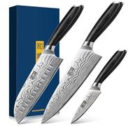 HOSHANHO Juego de Cuchillos de Cocina, Juego de Cuchillos de 3 Piezas Profesionales de Acero de Alto Carbono en Polvo, Juego de Cuchillos de Chef Ultra Afilados con Elegante Caja de Regalo