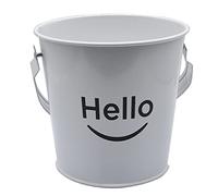 Hoshen Creative Vajilla de hierro forjado en blanco y negro Sonrisa cubeta de hielo, Mini Hello Keg, patatas fritas bocadillo patatas fritas, blanco, 600 ml