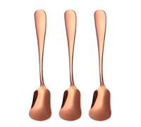 Hoshen Cuchara de acero inoxidable de 3 piezas para helado de 5,3 pulgadas de acero inoxidable, cuchara de café espresso para bebidas frías, postres, fiestas, color oro rosa