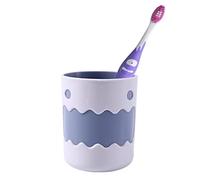 Hoshen Cute Little Monster - Vaso de enjuague bucal a juego, soporte reutilizable para cepillo de dientes, taza de baño, taza para cepillarse los dientes, plástico de 450 ml (1 unidad, gris)