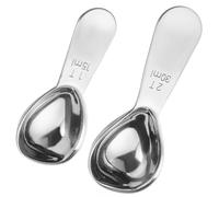 Hoshen juego de 2 cucharas de café, 1 cucharada y 2 cucharadas de acero inoxidable, cuchara con mango corto, ideal para café molido y preparación de café, 15 mL/30 mL, Plata